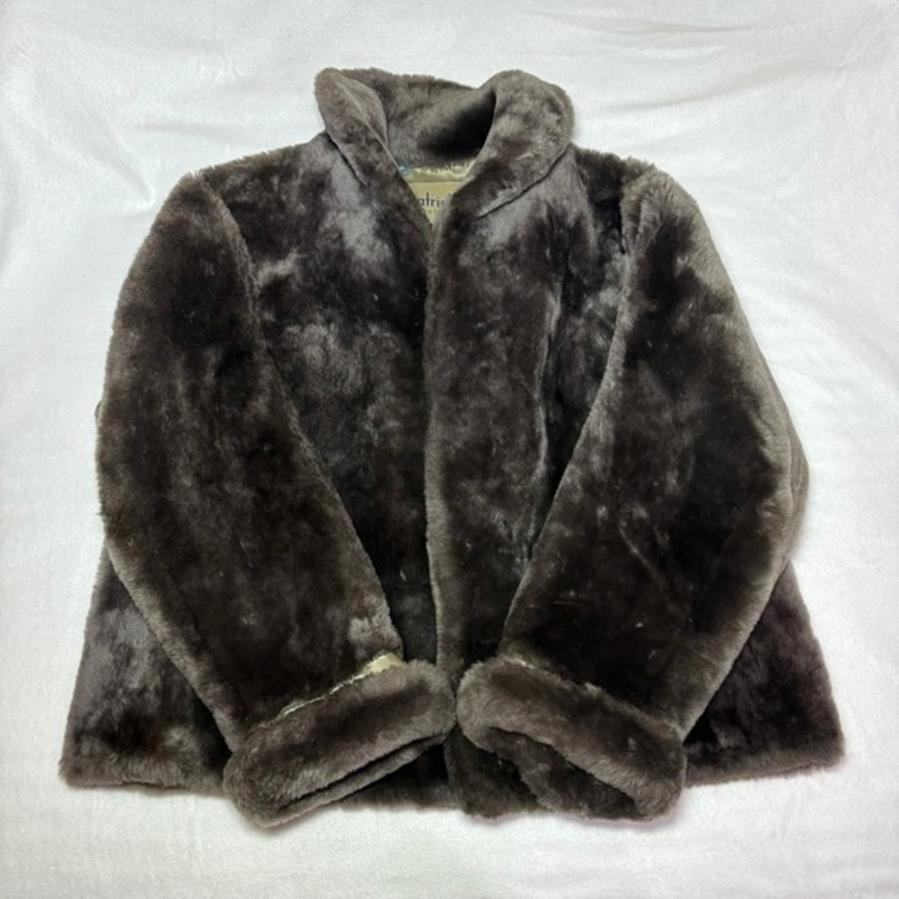 Vintage Kilpatricks Omaha Fur Coat Brown Floral Lined Shawl Collar Jacket